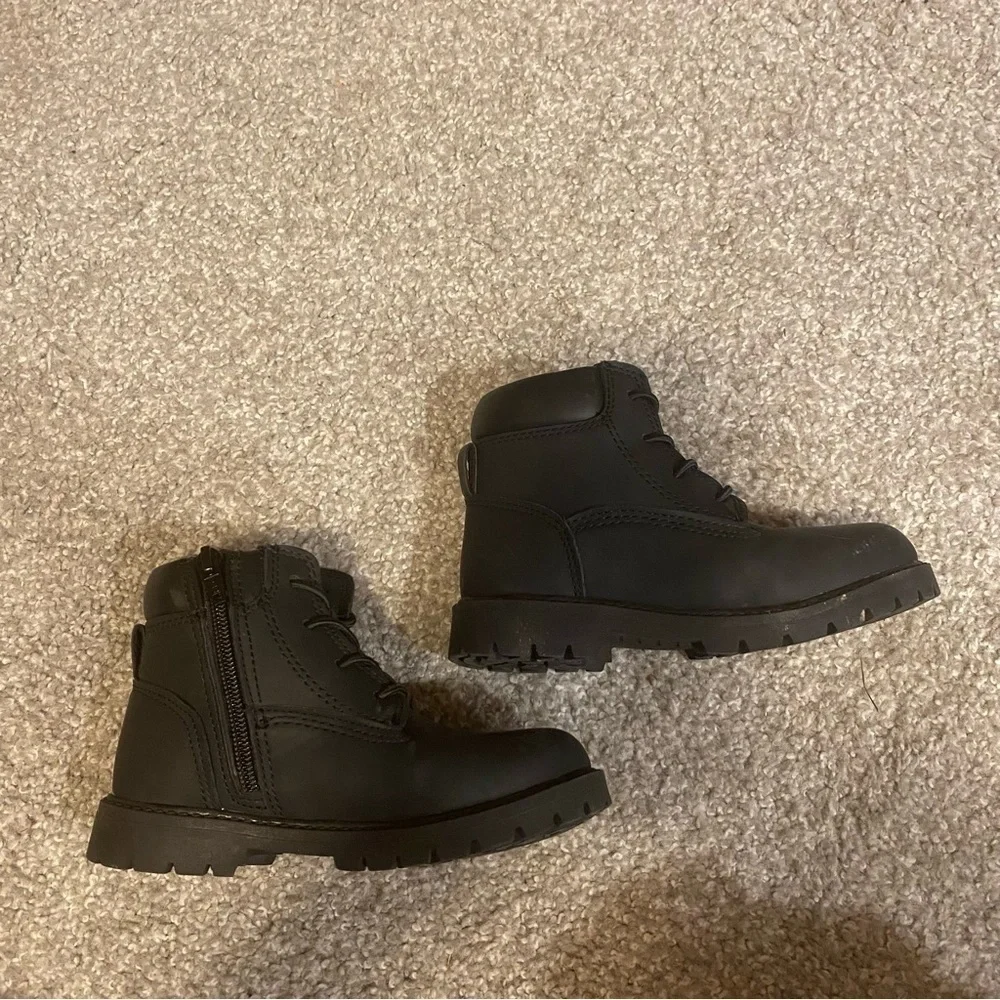 Black Boots Sz 11 Kids Boys Zip Side Work Ankle Jumping Beans